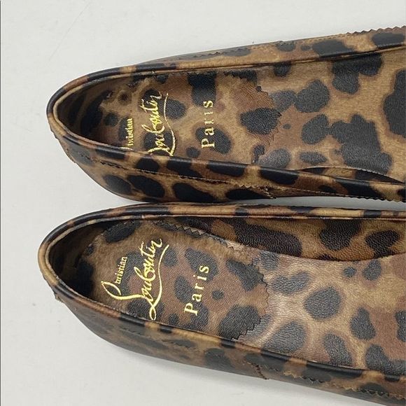 Christian Louboutin Mamadrague Square-Toe Leopard-Print Leather Flats size 37.5 - Picture 5 of 11